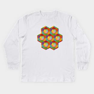 Rainbow Geometric Hexagons Kids Long Sleeve T-Shirt